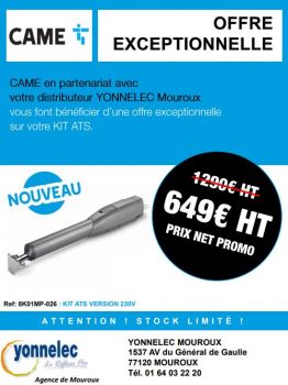 Offre exceptionnelle sur votre kit ATS CAME - Yonnelec Sens 89